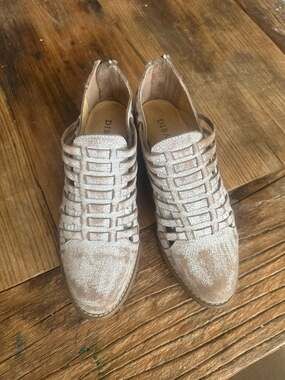 Diba True Very Berry Distressed Leather Strappy Ankle Booties